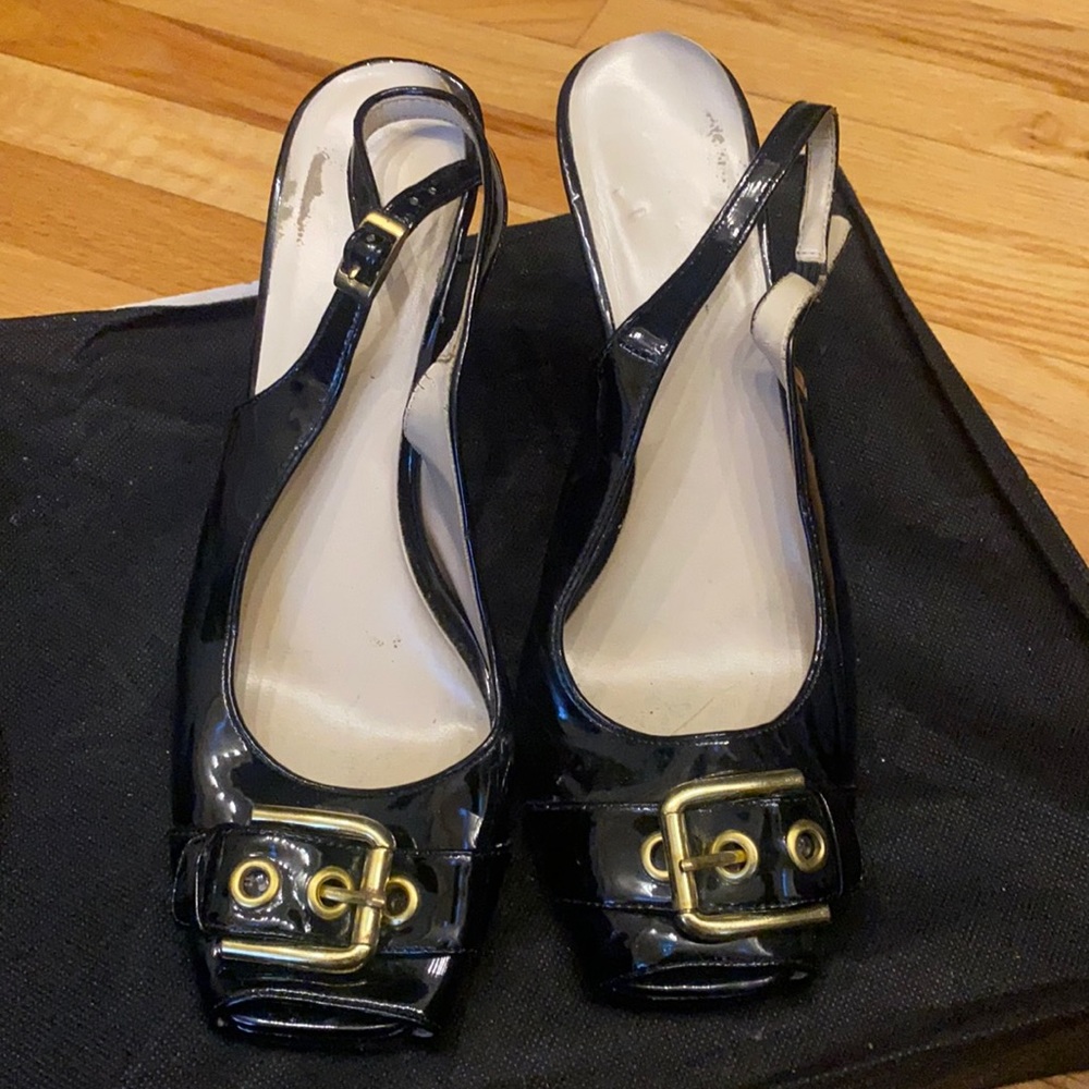 Black Slingback heel with oversized buckle